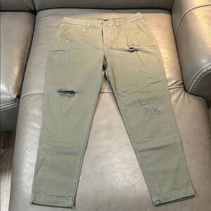 The Kooples Jeans Men's Olive Distressed Khaki Pants. Size 32 NWOT